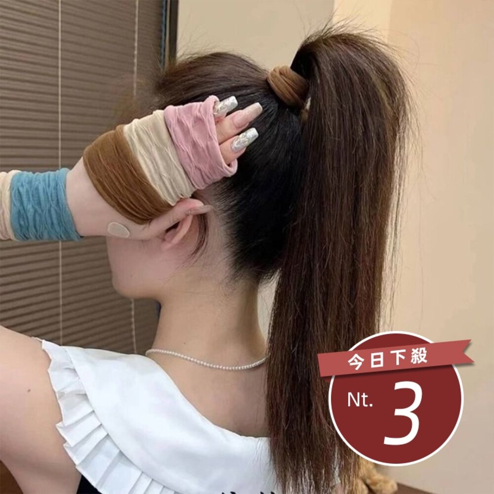 40256067057-【台灣發貨】韓版簡約寬高馬尾髮圈【N215】