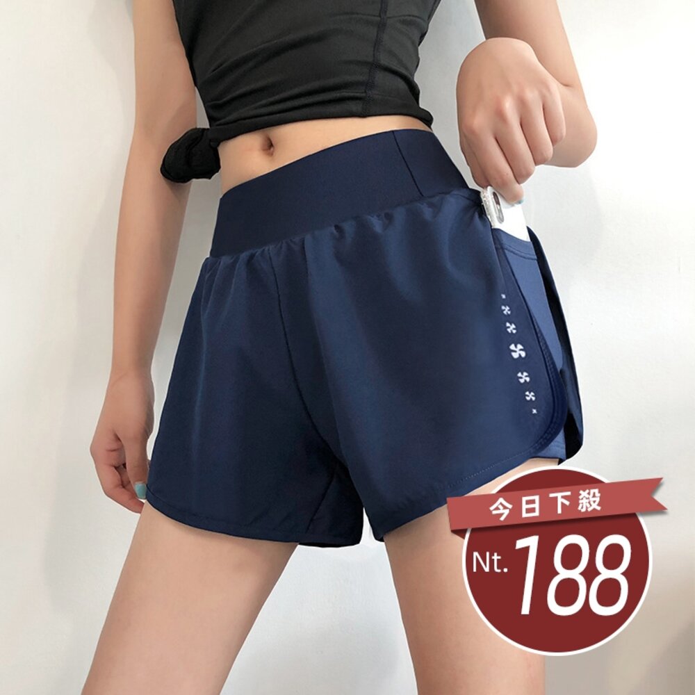 41272685060-【台灣發貨】韓版高腰速乾運動短褲 短褲 褲子 女裝【P403】