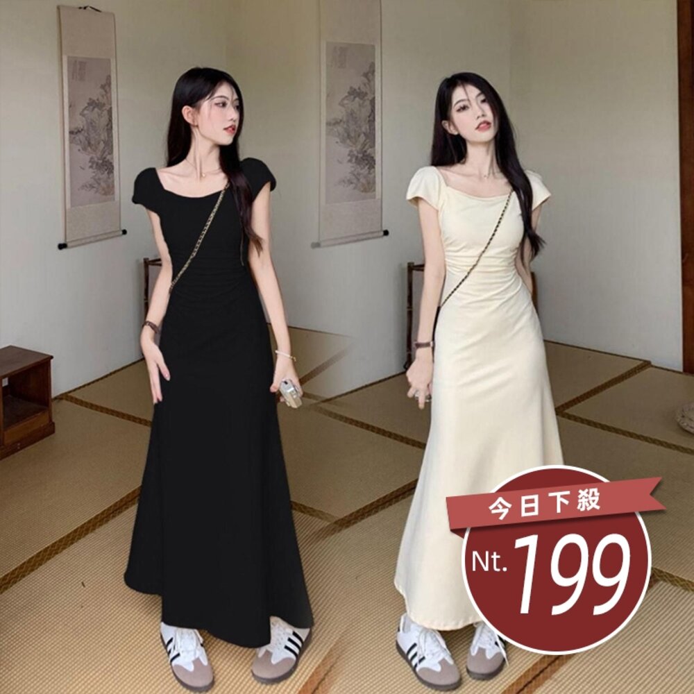 41712312670-【台灣發貨】韓版氣質溫柔風顯瘦洋裝 連身裙 吊帶裙 吊帶褲 女裝【S359】