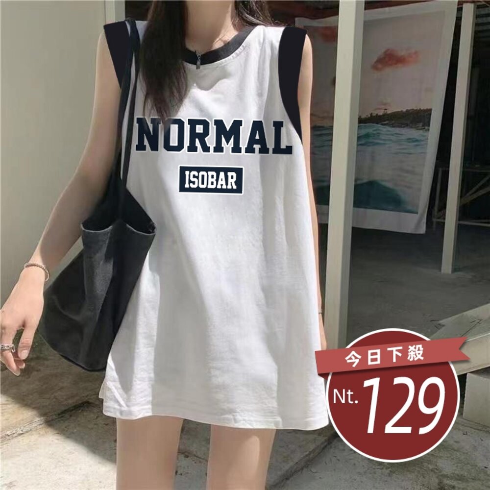 42322784880-【台灣發貨】韓版寬鬆復古美式籃球背心 小可愛 背心 衣服 女裝 上衣【V437】