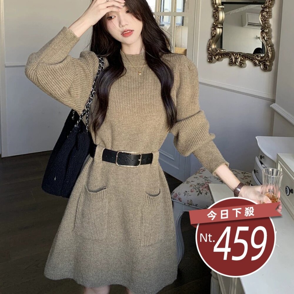 43072897075-【台灣發貨】韓版氣質針織洋裝 連身裙 吊帶裙 吊帶褲 女裝【S368】