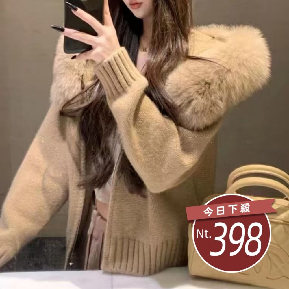 53603793730-【台灣發貨】韓版加厚大毛領連帽外套 外套 防曬外套 女裝 上衣 衣服【J418】