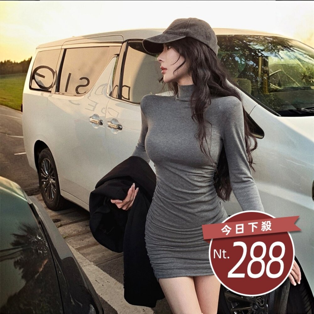 54751570904-【台灣發貨】韓版顯瘦長袖連身裙 連身裙 吊帶裙 吊帶褲 女裝【S241】