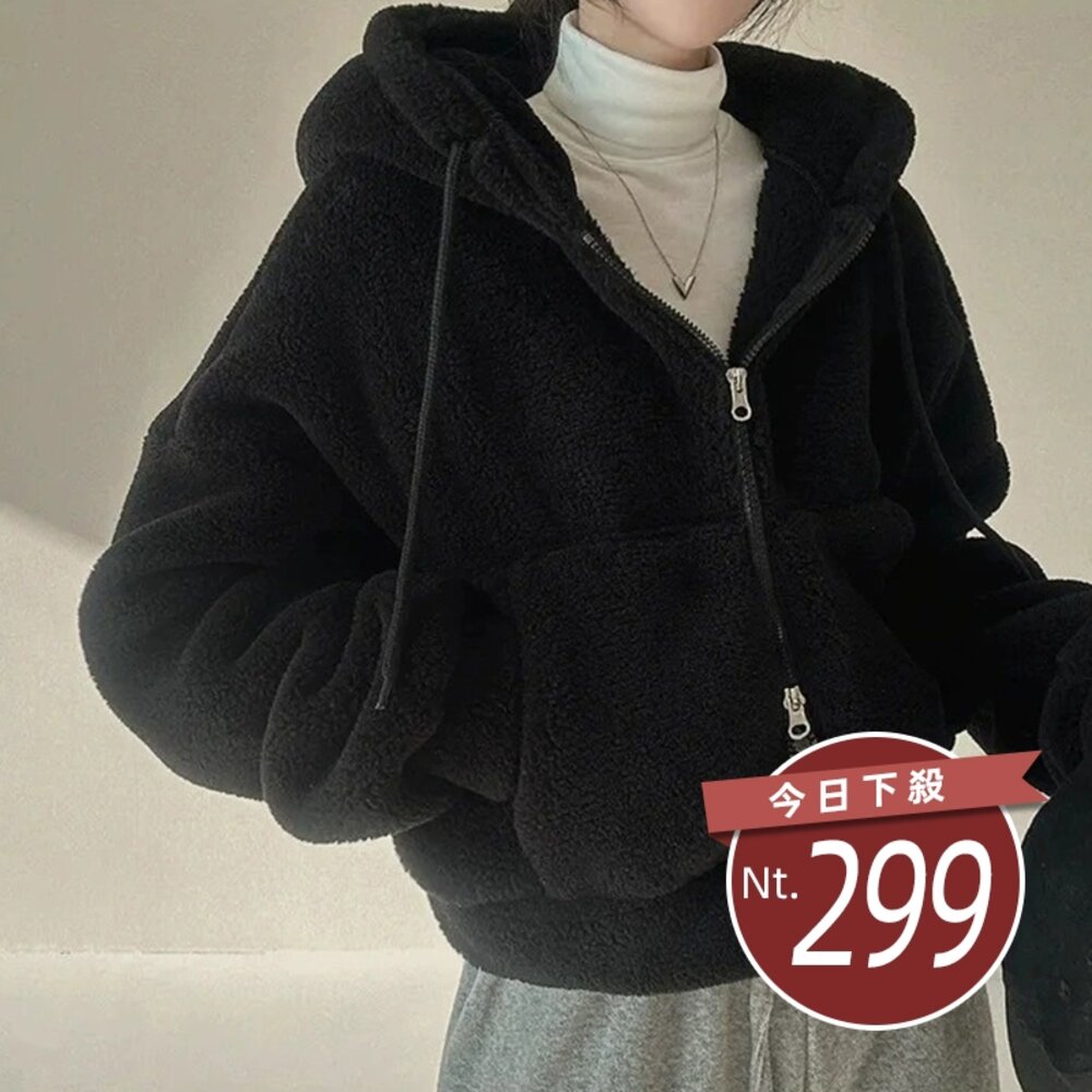  【台灣發貨】韓版加厚加絨保暖寬鬆毛毛外套 外套 防曬外套 女裝 上衣 衣服【J422】