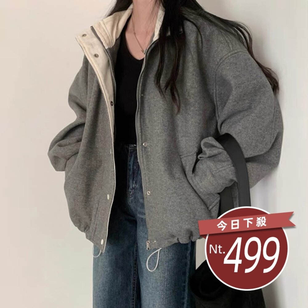 57753396784-【台灣發貨】韓版復古翻領寬鬆外套 外套 防曬外套 女裝 上衣 衣服【J409】