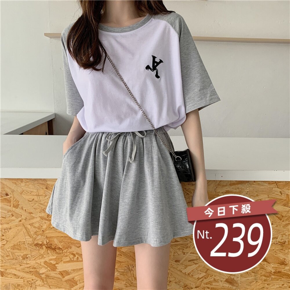 8356322526-【台灣發貨】韓版寬鬆休閒運動套裝 兩件式【S52】