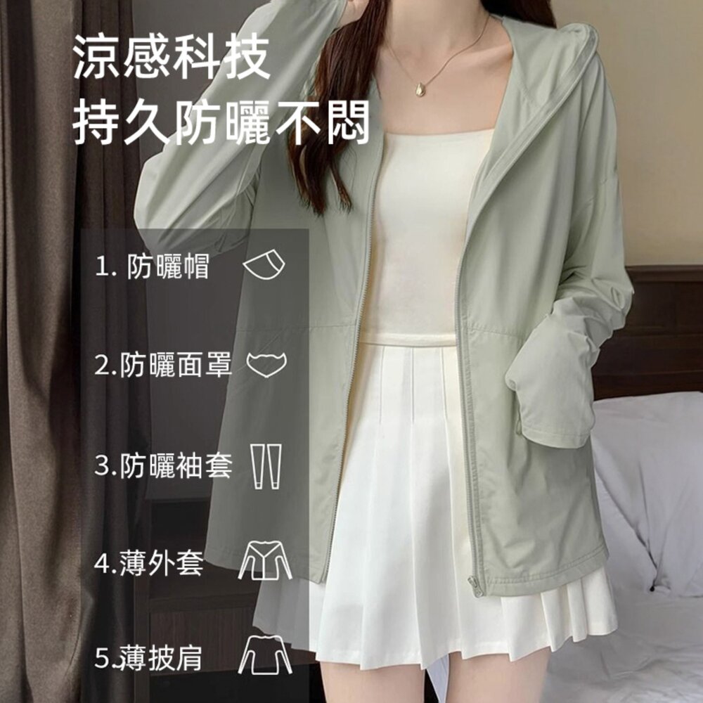 【台灣發貨】韓版冰絲透氣涼感輕薄防曬外套 外套 防曬外套 女裝 上衣 衣服【J390】-圖片-3