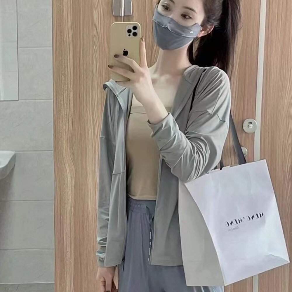 【台灣發貨】韓版冰絲透氣涼感輕薄防曬外套 外套 防曬外套 女裝 上衣 衣服【J390】-圖片-9