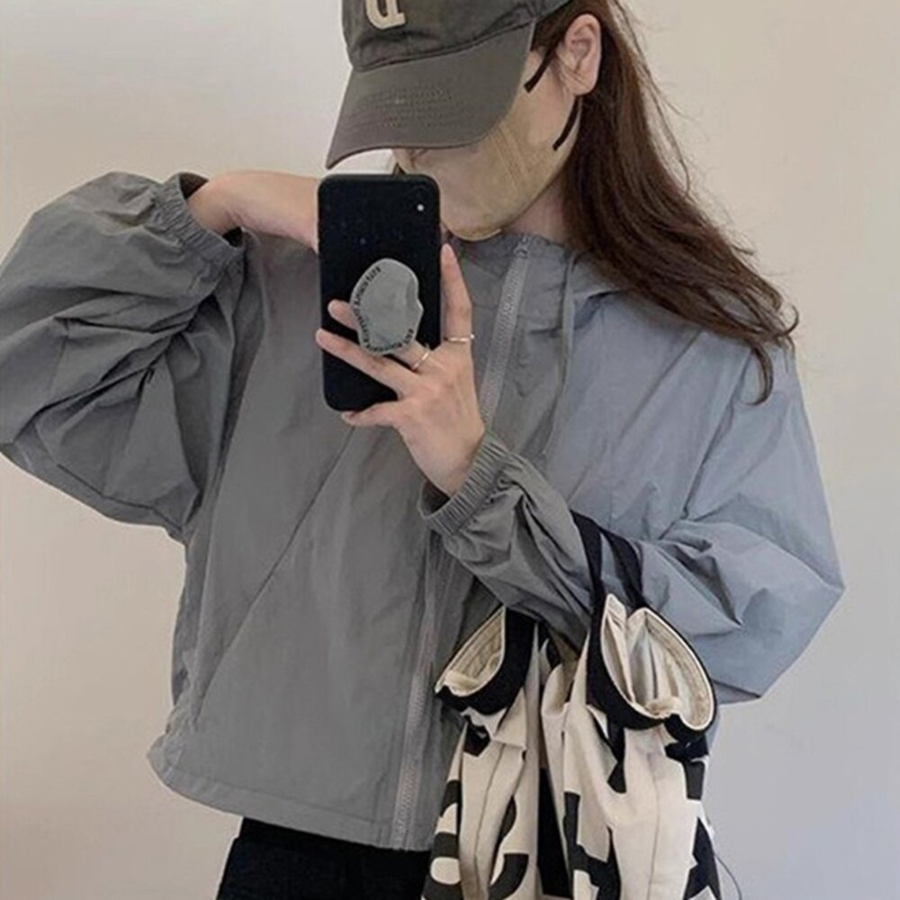 【台灣發貨】韓版輕薄透氣寬鬆薄外套 外套 防曬外套 女裝 上衣 衣服【J392】-圖片-1