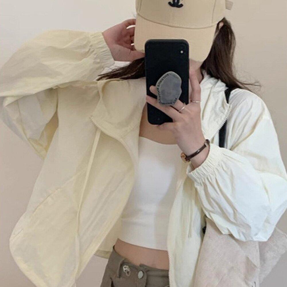 【台灣發貨】韓版輕薄透氣寬鬆薄外套 外套 防曬外套 女裝 上衣 衣服【J392】-圖片-2