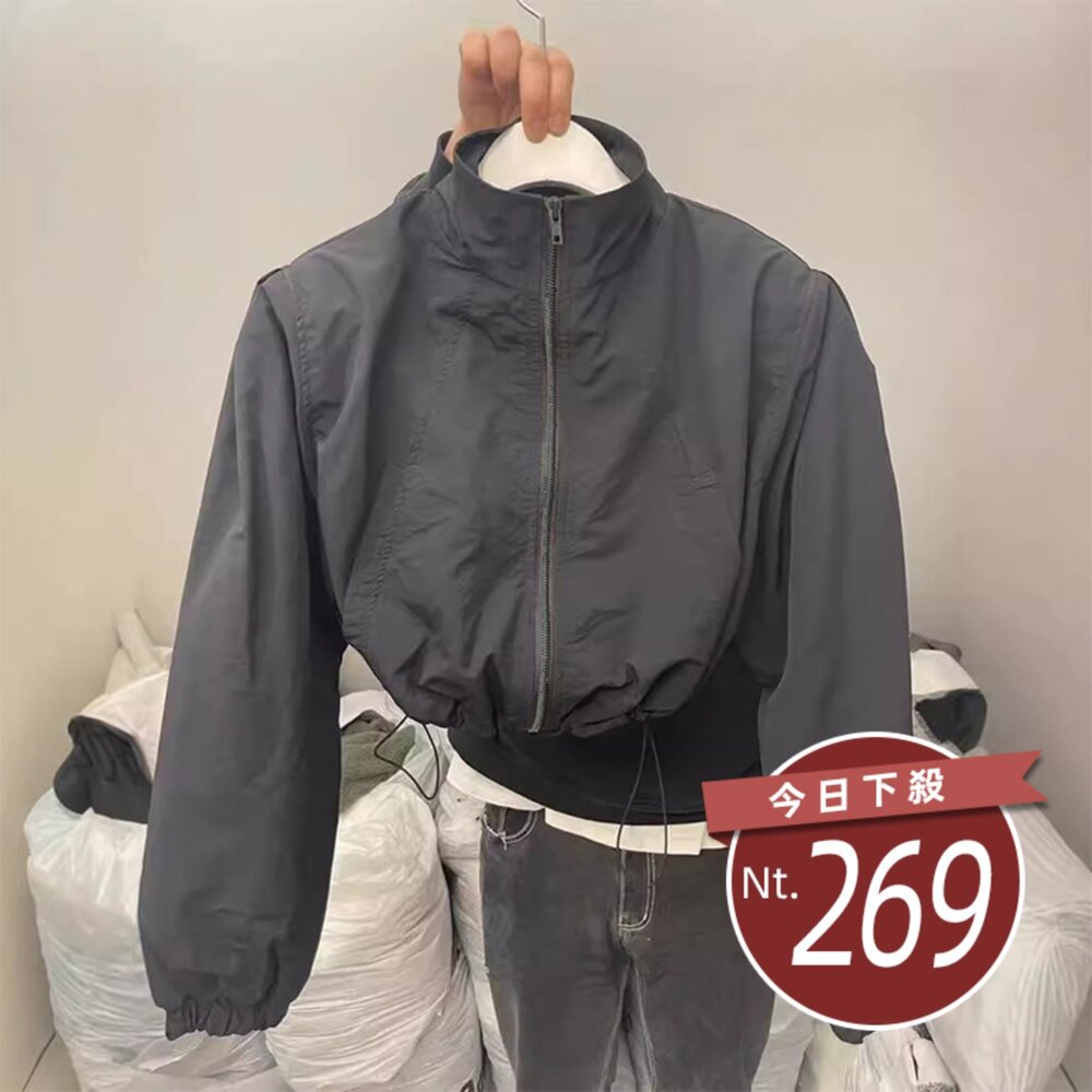 J396-1-【台灣發貨】韓版輕薄透氣短版外套 外套 防曬外套 女裝 上衣 衣服【J396】
