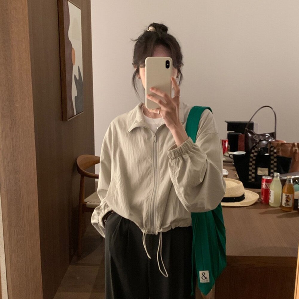 【台灣發貨】韓版短版小個子顯瘦防曬外套 外套 防曬外套 女裝 上衣 衣服【J396】-圖片-3