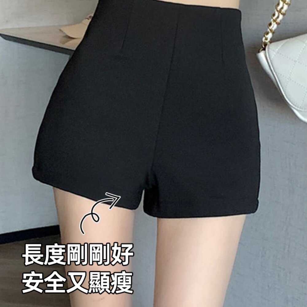 【台灣發貨】韓版高腰顯瘦黑色短褲 短褲 褲子 女裝【P387】-圖片-3