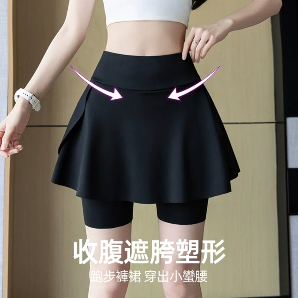 【台灣發貨】韓版假兩件口袋瑜珈運動鯊魚褲 短褲 褲子 女裝【P400】-圖片-3