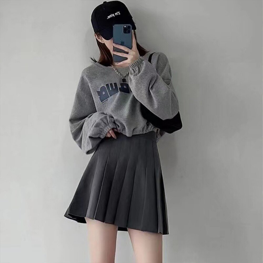 【台灣發貨】韓版高腰百褶裙 裙子 褲裙 長裙 女裝【P55】-圖片-5