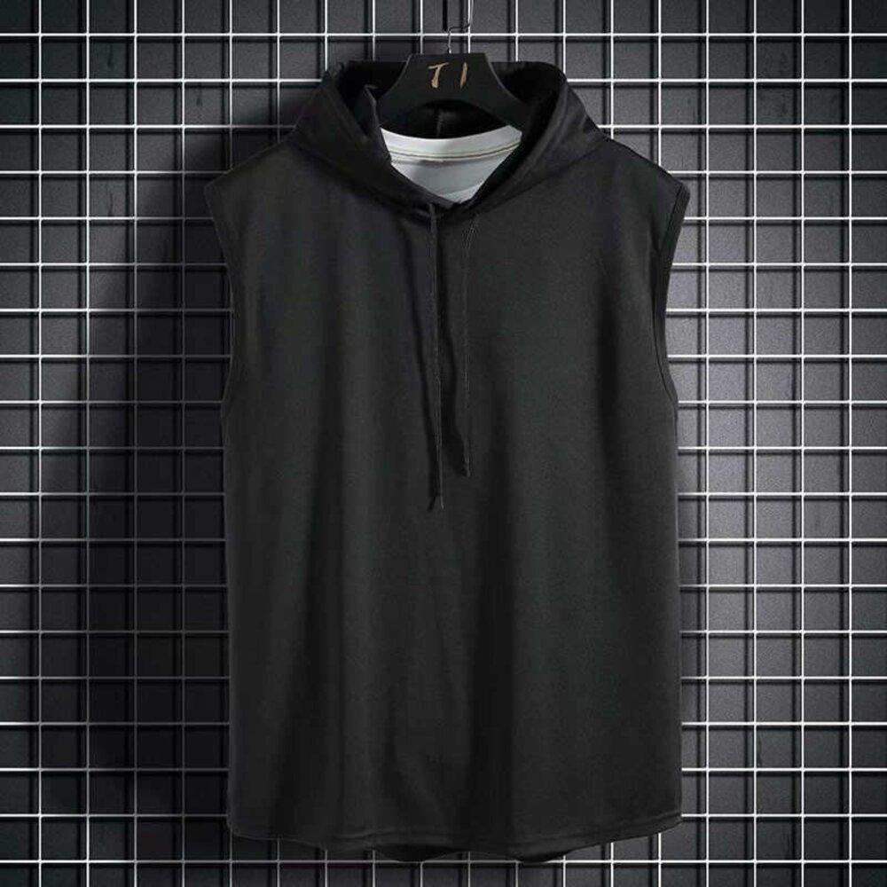 【台灣發貨】韓版寬鬆連帽無袖背心 男背心 背心 衣服 男裝 上衣【V269】-圖片-3