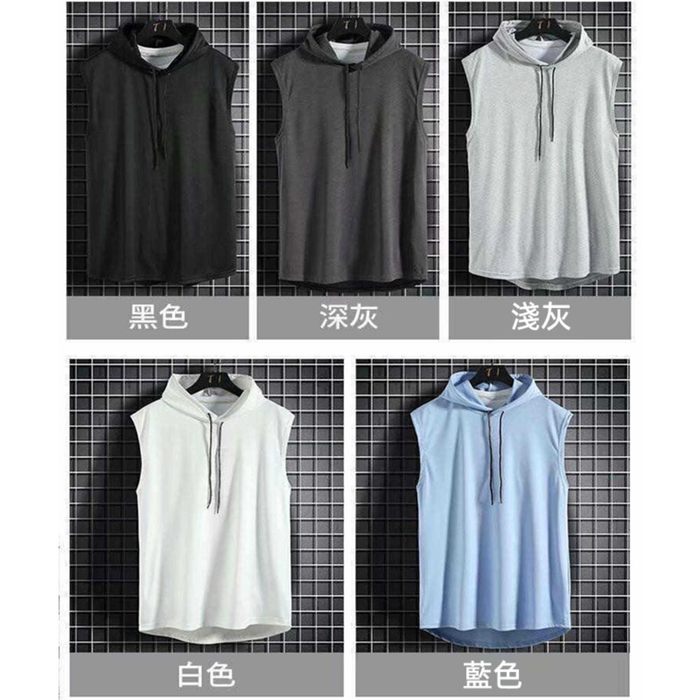 【台灣發貨】韓版寬鬆連帽無袖背心 男背心 背心 衣服 男裝 上衣【V269】-圖片-4
