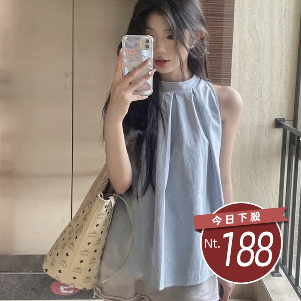  【台灣發貨】韓版法式高級感絕美襯衫 小可愛 背心 衣服 女裝 上衣【V470】