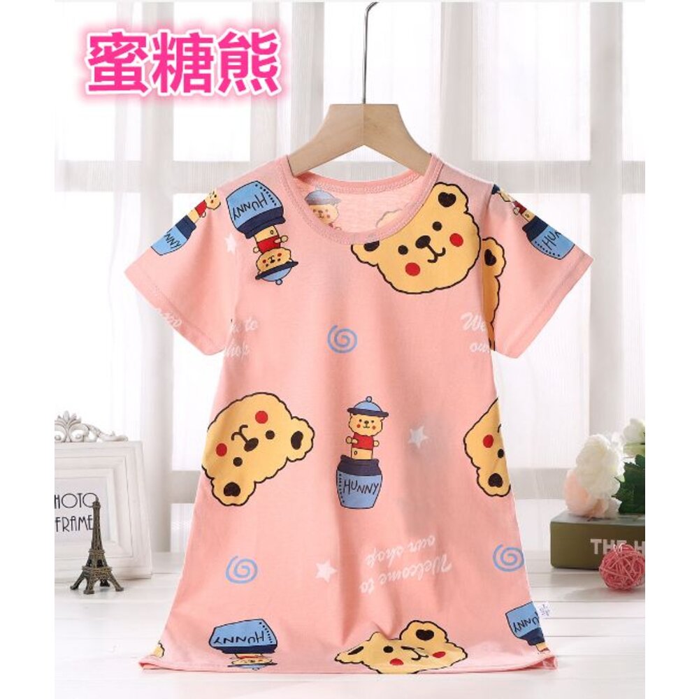 🎀台灣免運🎀 女童睡裙 涼感睡衣 涼感睡裙 連衣裙 短袖連衣裙 棉質睡裙 女童睡衣 莫代爾睡裙-圖片-4