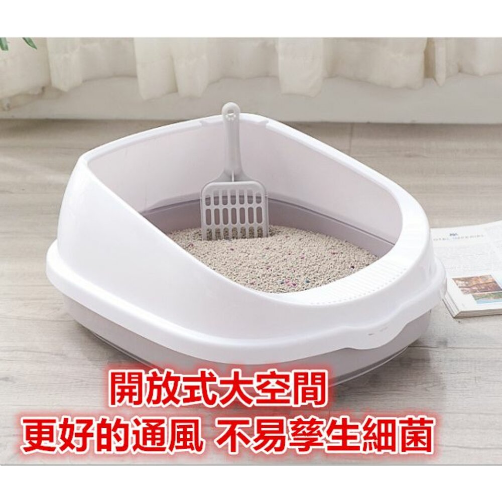 ✨台灣✨ 貓砂盆 特大號貓砂盆 防濺貓砂盆 貓便盆 加高貓砂盆 半封閉式貓砂盆-圖片-2