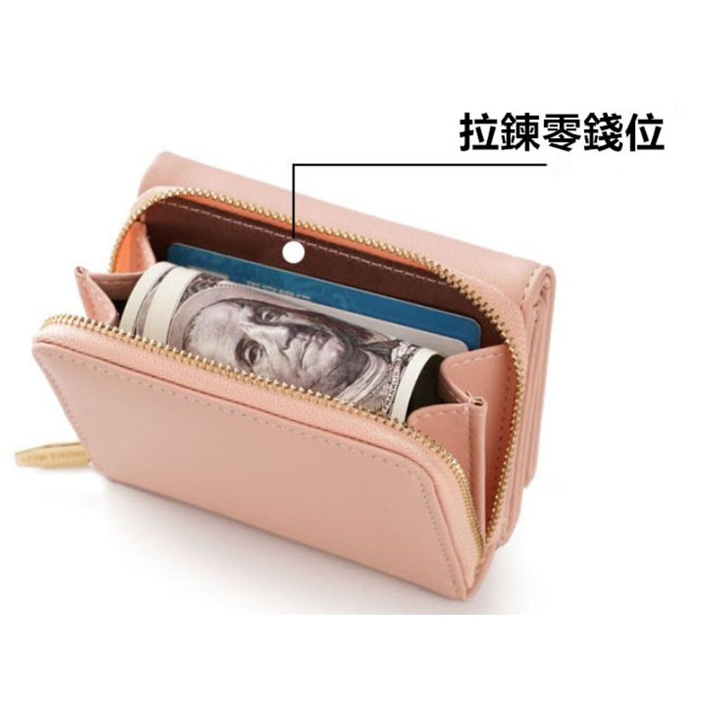 🎀台灣出貨免運🎀 韓版三折短夾 錢包 零錢包 女皮夾 短夾 卡夾包 三折皮夾-圖片-2