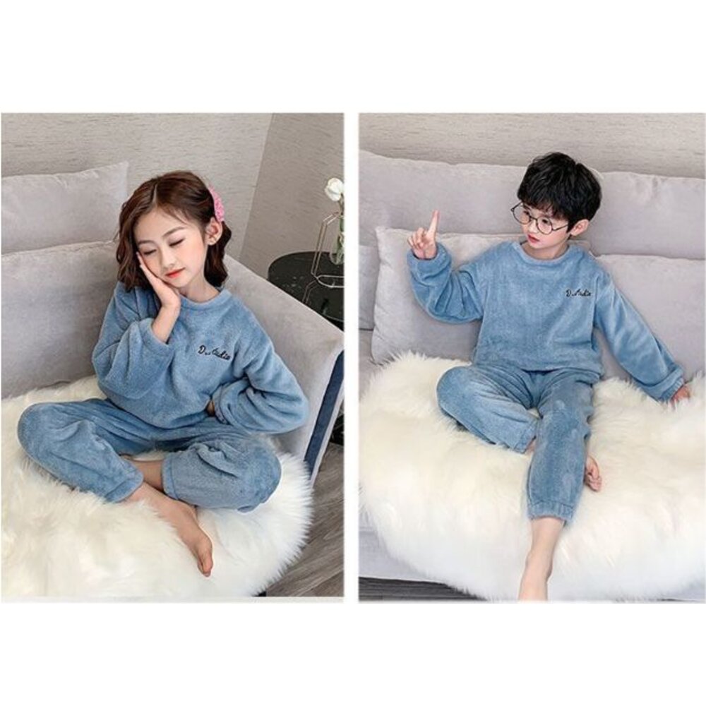 🎀台灣出貨免運🎀 兒童珊瑚絨睡衣 兒童保暖睡衣 珊瑚絨睡衣 秋冬睡衣 加厚睡衣 長袖睡衣 內刷毛睡衣-圖片-4