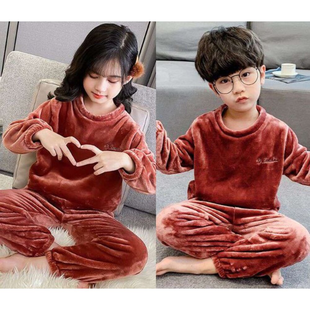 🎀台灣出貨免運🎀 兒童珊瑚絨睡衣 兒童保暖睡衣 珊瑚絨睡衣 秋冬睡衣 加厚睡衣 長袖睡衣 內刷毛睡衣-圖片-5