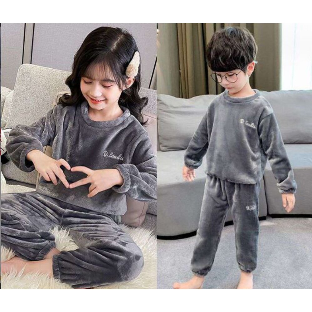 🎀台灣出貨免運🎀 兒童珊瑚絨睡衣 兒童保暖睡衣 珊瑚絨睡衣 秋冬睡衣 加厚睡衣 長袖睡衣 內刷毛睡衣-圖片-6