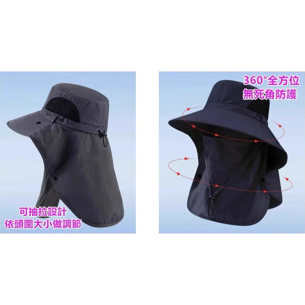 ✨台灣出貨✨ 男/女 防曬帽 釣魚防曬帽 戶外防曬帽 可拆面罩 漁夫帽 登山帽 釣魚帽 防曬遮陽帽 防曬漁夫帽-圖片-3