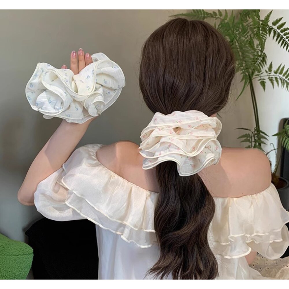韓系 蕾絲大腸圈 髮圈 女髮圈 可愛髮圈 質感大腸圈 髮繩皮筋髮 小清新髮繩-圖片-5