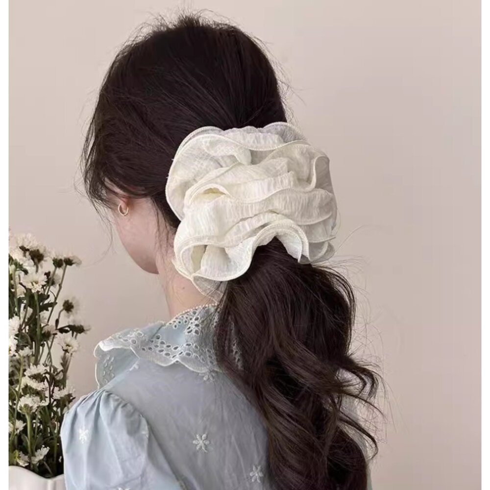 韓系 蕾絲大腸圈 髮圈 女髮圈 可愛髮圈 質感大腸圈 髮繩皮筋髮 小清新髮繩-圖片-7