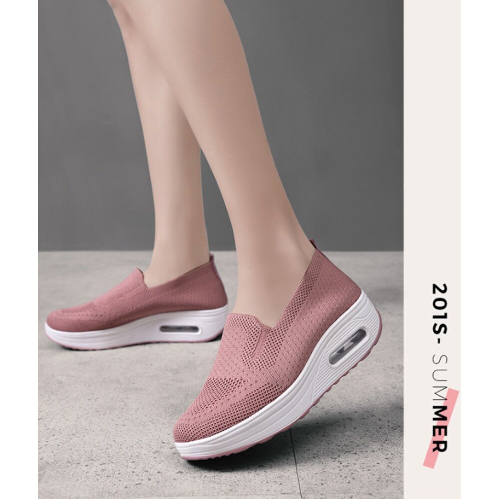 爆款 女款 防滑透氣休閒鞋 小白鞋 厚底鞋 百搭休閒鞋 增高鞋 厚底老爹鞋 一腳蹬休閒鞋 運動休閒鞋-圖片-7