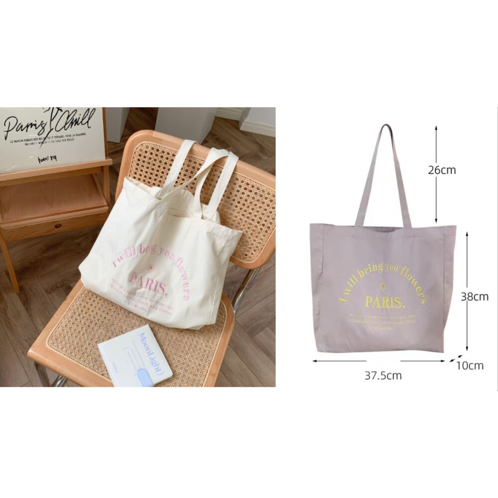 簡約文青 帆布包 帆布袋 側背包 手提袋 休閒包 大容量購物包 單肩包-圖片-3