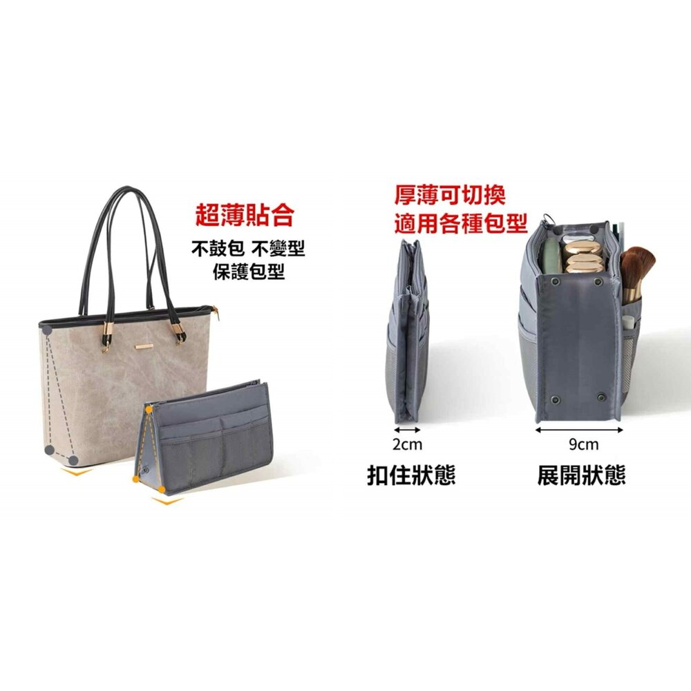 手提包中包 包中包收納 收納包包 防潑水 包中包 雙拉鍊包中包 袋中袋-圖片-4