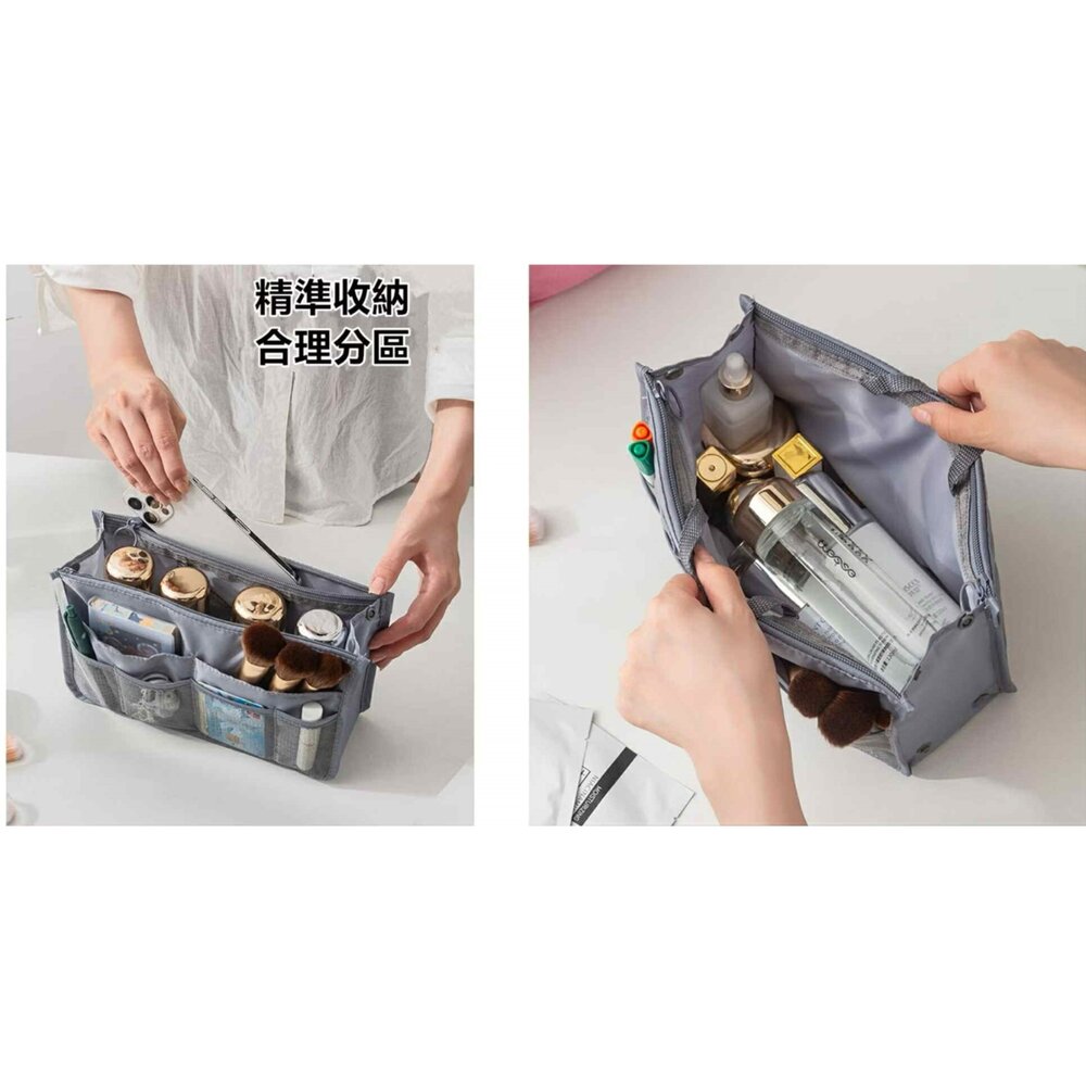 手提包中包 包中包收納 收納包包 防潑水 包中包 雙拉鍊包中包 袋中袋-圖片-5