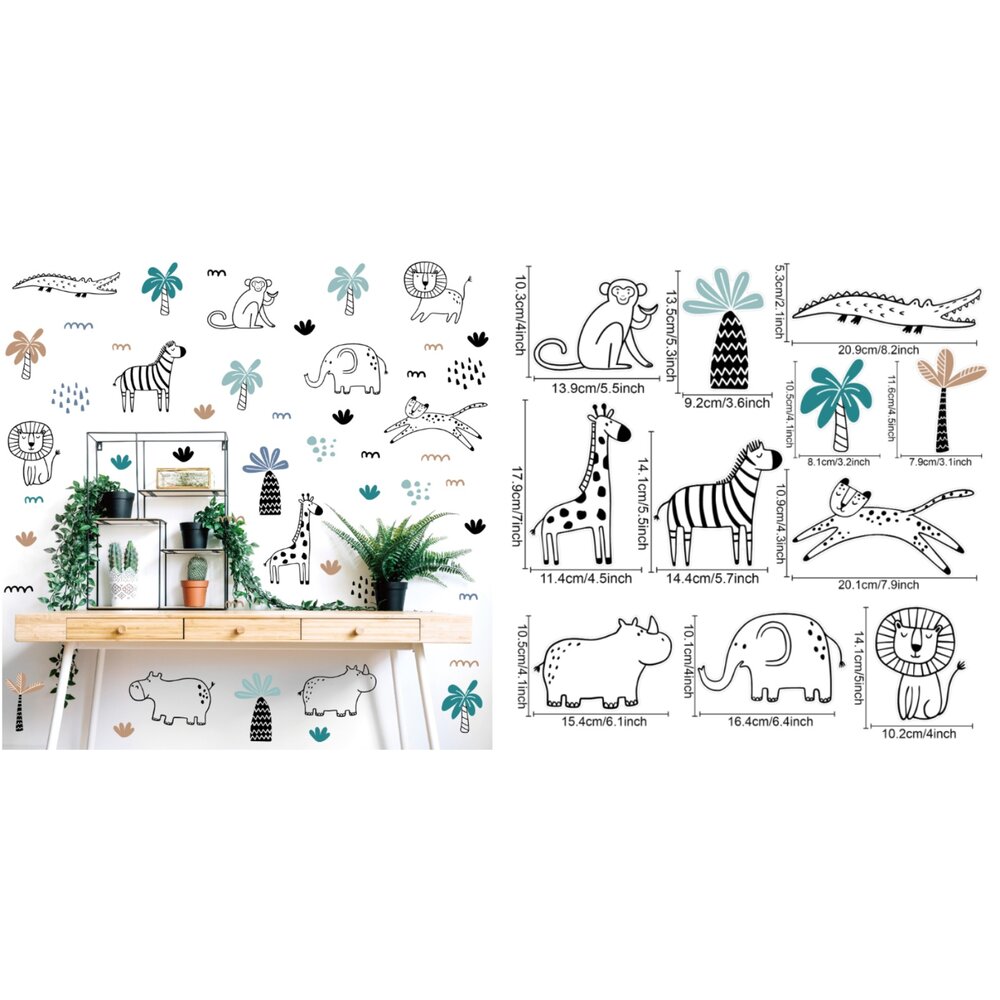 動物壁貼 植物壁貼 DIY佈置 北歐動物壁貼 玻璃貼紙 防水 無痕壁貼 房間壁貼-圖片-4
