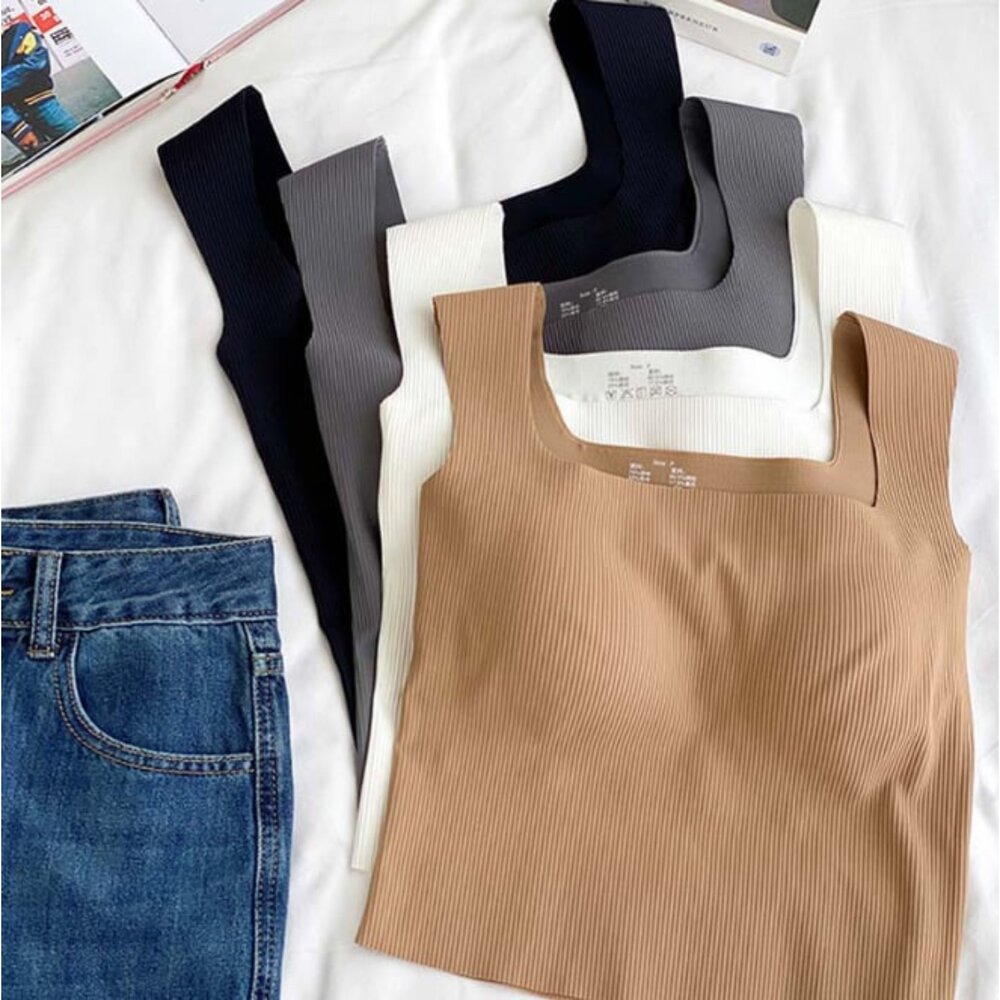 冰絲美背背心帶胸墊 無痕背心 小可愛 背心 冰絲小背心 涼感背心 涼感內衣-圖片-6