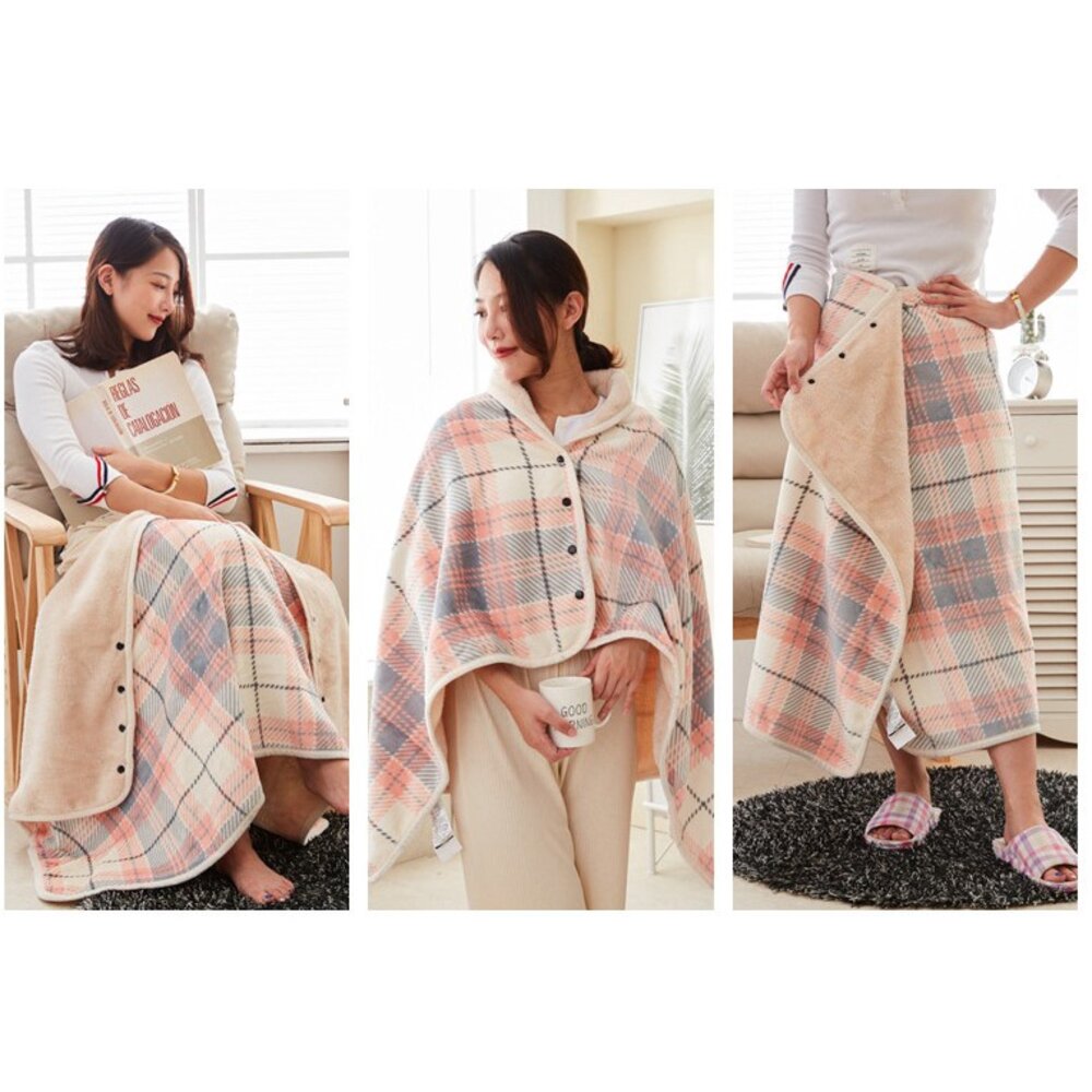 台灣免運🔥 披肩毯 午睡毯 蓋毯 毛毯 懶人毯 法蘭絨毯 保暖披肩 辦公室蓋毯-圖片-4