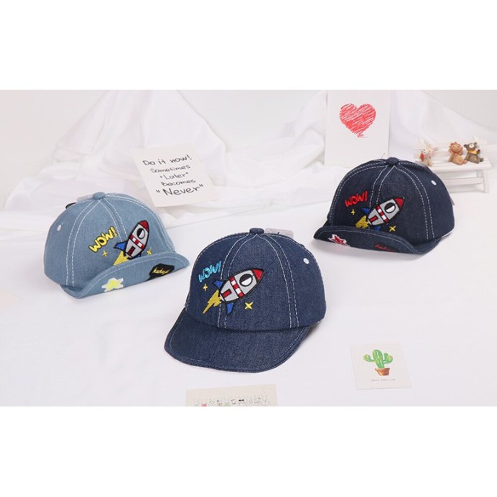 S1-1243199462-()卡通鴨舌帽秋季新款兒童個性潮流牛仔火艦軟檐帽寶寶嬰幼兒翻邊帽yx-0590