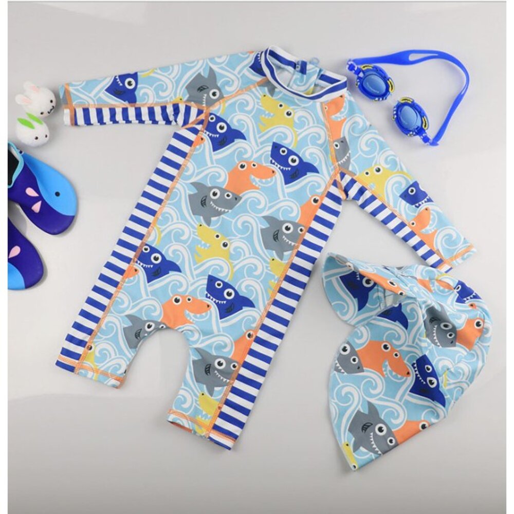 S1-1250869847-兒童泳衣寶寶泳衣連體防曬速乾男孩小中男童(漫)