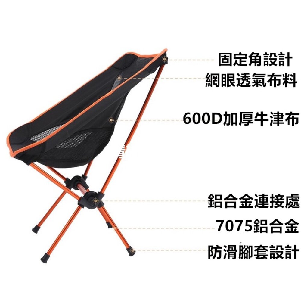 ✨台灣免運✨ 露營椅 摺疊露營椅 月亮椅 加高款月亮椅 露營折疊椅 超輕量 折疊椅 登山椅 排隊椅 釣魚椅(附收納-圖片-3