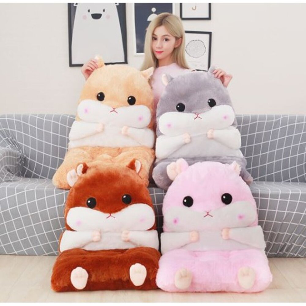 台灣出貨 暖手枕 倉鼠坐墊 連體座墊 靠背椅墊靠墊 聖誕禮物 交換禮物-圖片-3