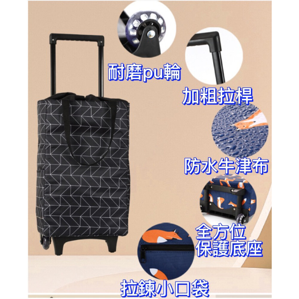 ✨台灣出貨免運✨ 折疊購物車 買菜購物車 菜籃車 買菜車 購物袋 折疊購物袋-圖片-2