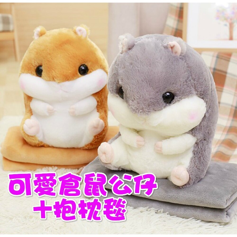 S1-226228040-🎀台灣免運🎀  倉鼠午睡枕 倉鼠抱枕  含毯抱枕 兩用靠墊   交換禮物 聖誕禮物