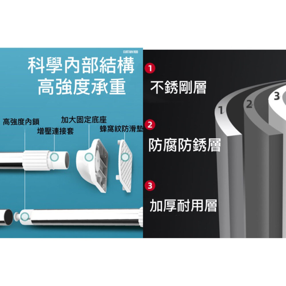 ✨台灣 12h出貨✨伸縮桿 免打孔伸縮桿 加厚管徑 不鏽鋼伸縮桿 窗簾桿 門簾桿 晾衣桿 浴簾桿 曬衣桿 吊衣桿-圖片-5
