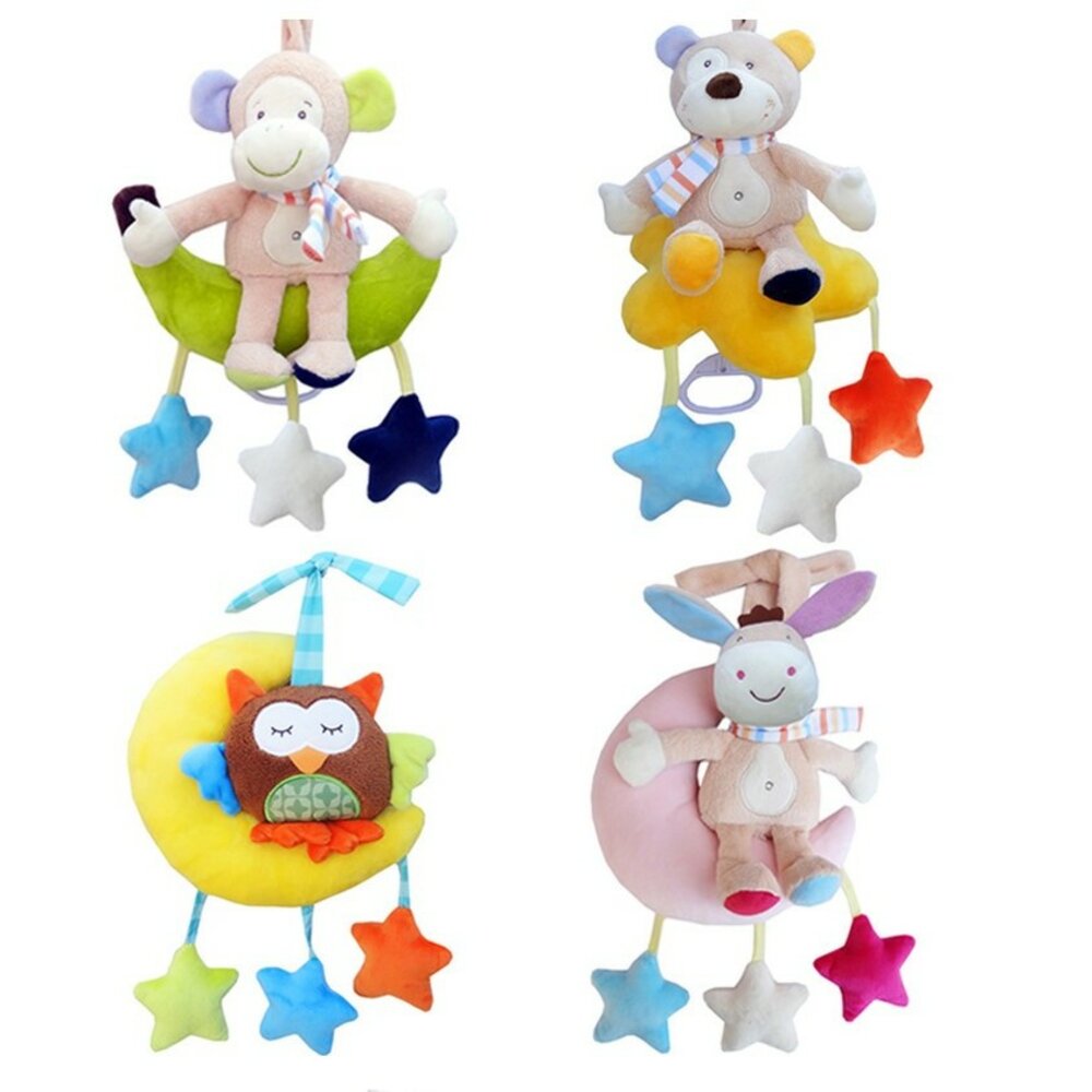 S1-289026766-台灣出貨 嬰兒寶寶床鈴發條音樂拉鈴毛絨推車挂件0-1歲玩具