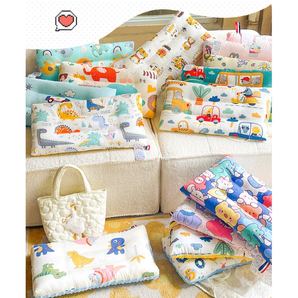 S1-2903986209-(台灣出貨) 純棉兒童枕頭 水洗枕 荳荳絨枕頭 幼稚園枕頭 卡通全棉豆豆絨枕頭
