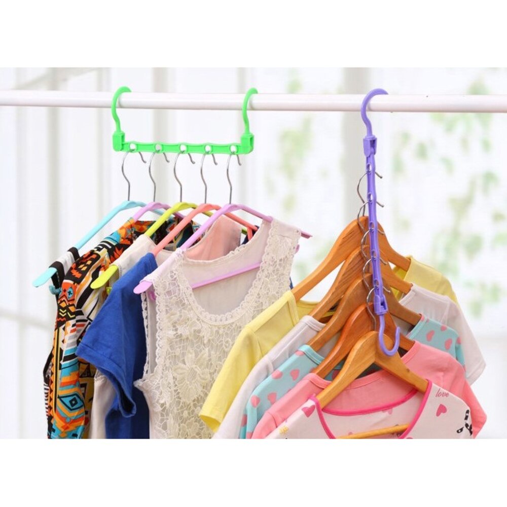 S1-315148702-()塑料五孔防風防滑魔術衣架創意可旋轉接頭分類整理晾曬衣架