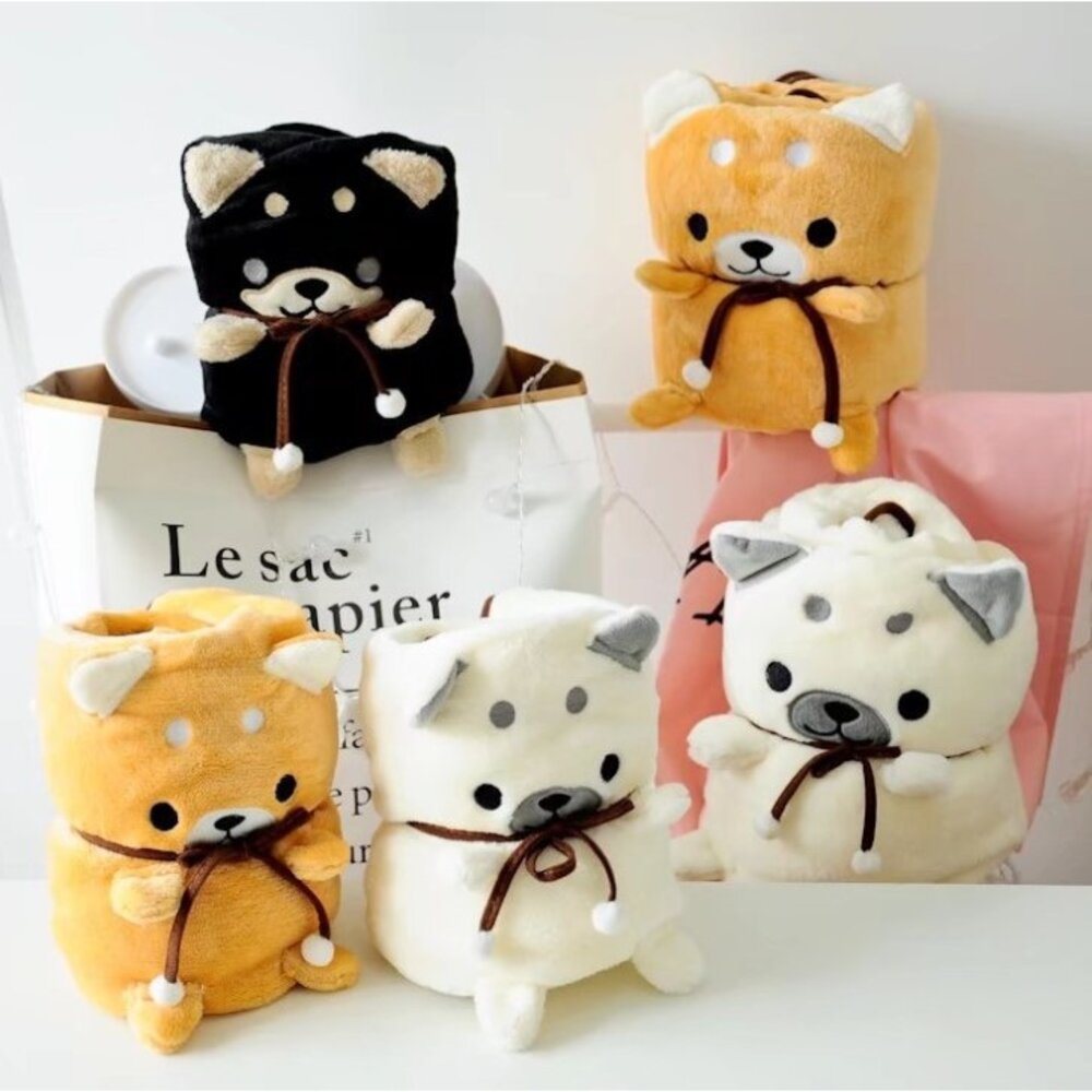 S1-316428829-()柴犬辦公室汽車沙發折疊空調毯午休毯法蘭絨卷毯