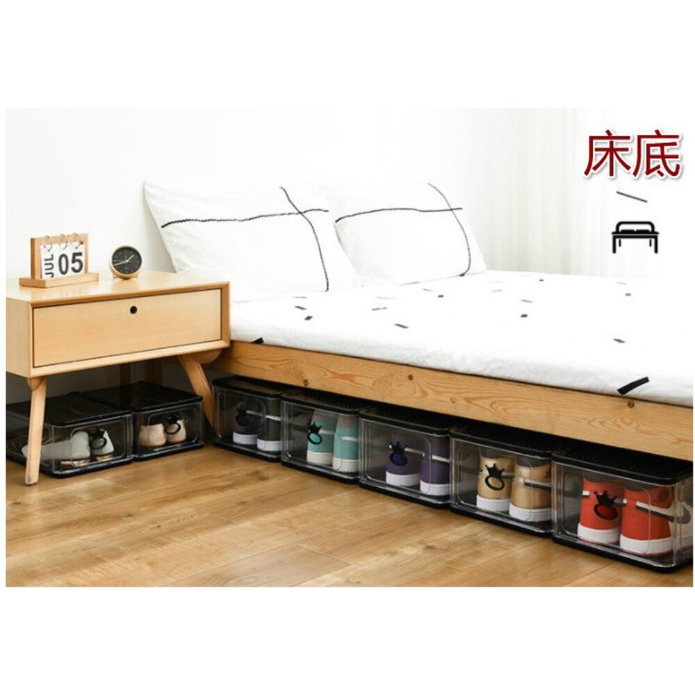 台灣 鞋盒 側開式 加厚透明鞋盒 鞋子收納盒 鞋盒收納 展示盒 置物盒 鞋櫃-圖片-6